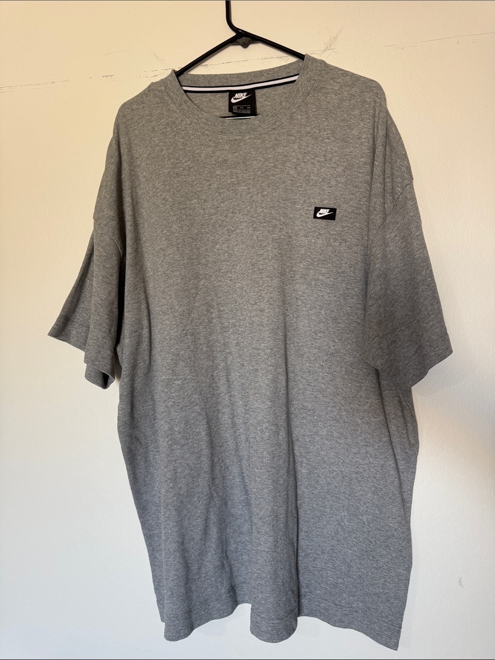 Nike Grey Short Sleeve Crew T-Shirt with Black Logo Patch